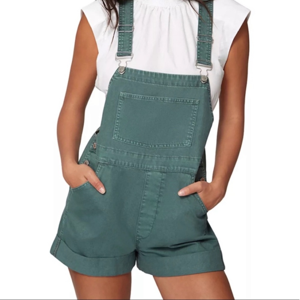 WeWoreWhat Green Short Jean Overalls